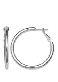  Silver Plated Polished Hoop Paddle Back Earrings