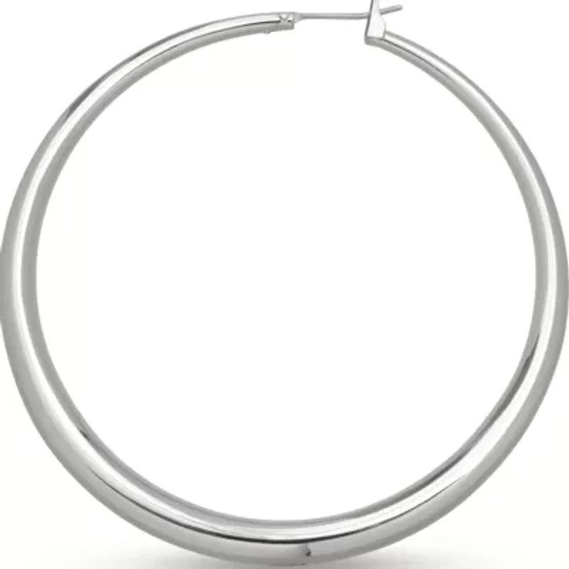 Fine Silver Plated Round Graduated Hoop Earrings