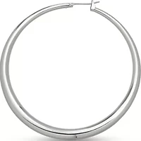Fine Silver Plated Round Graduated Hoop Earrings