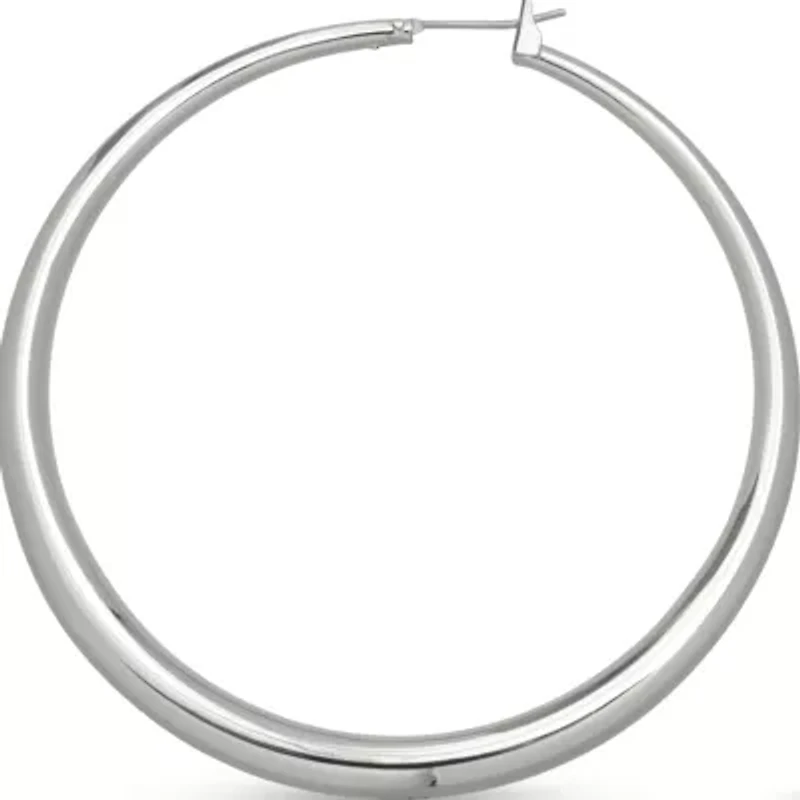 Fine Silver Plated Round Graduated Hoop Earrings