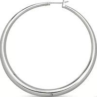 Fine Silver Plated Round Graduated Hoop Earrings
