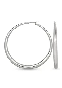 Fine Silver Plated Round Graduated Hoop Earrings