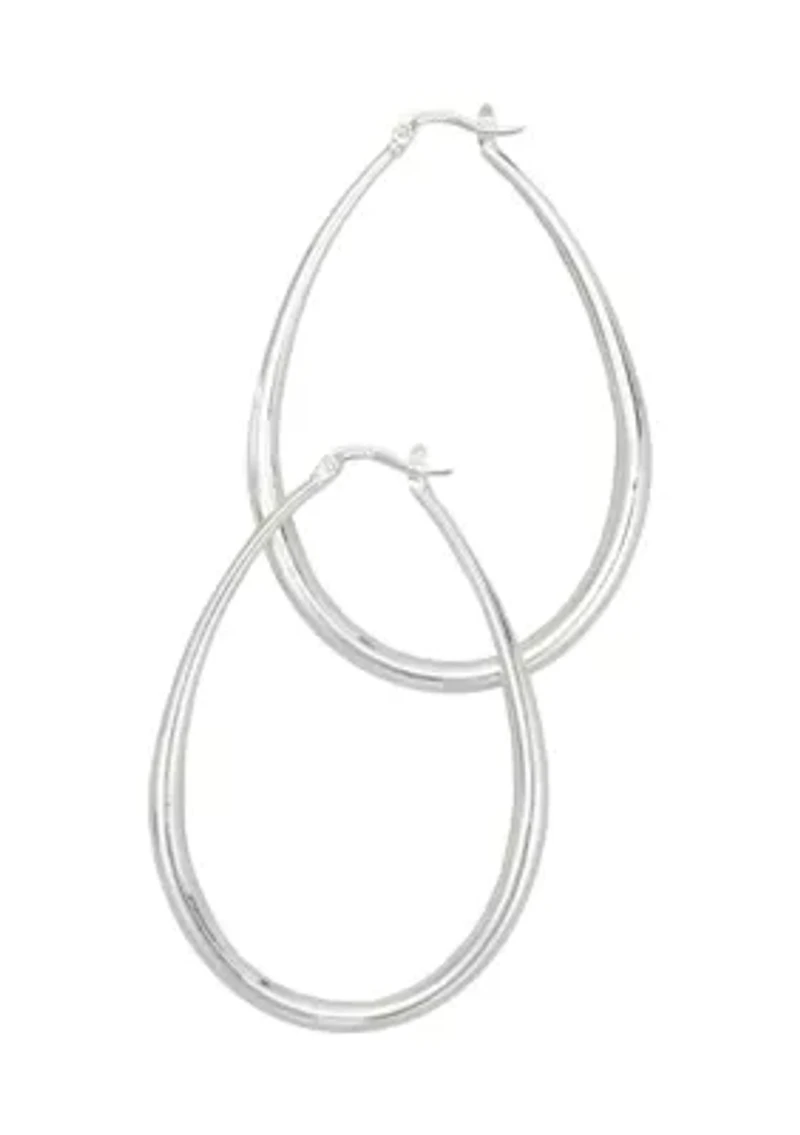 Polished Oval Click Top Hoop Earrings