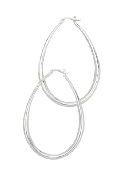 Polished Oval Click Top Hoop Earrings