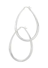 Polished Oval Click Top Hoop Earrings