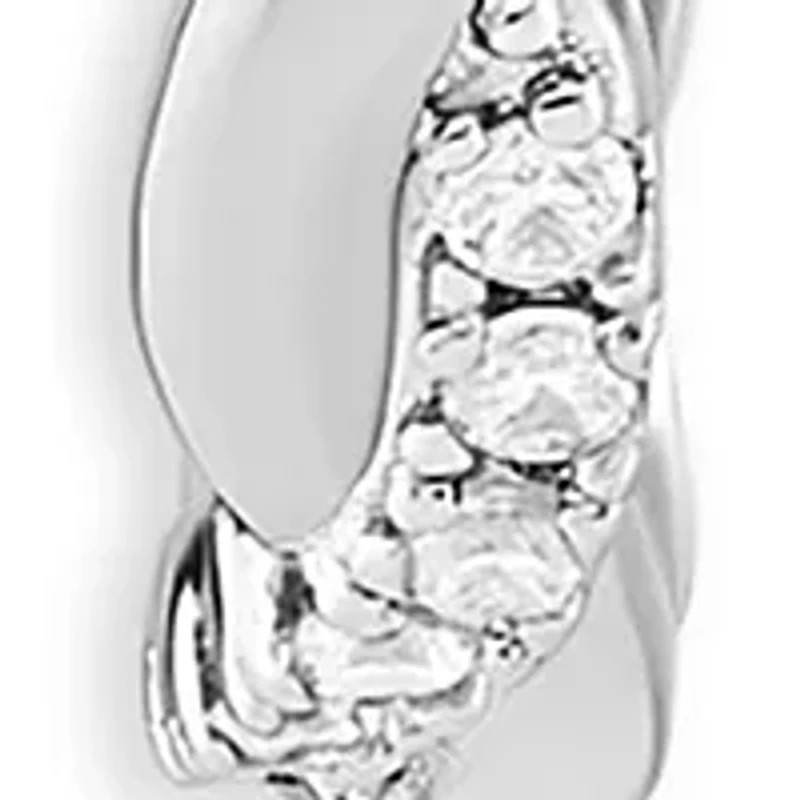 Plated Cubic Zirconia Twisted Hoop Earrings