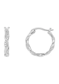 Plated Cubic Zirconia Twisted Hoop Earrings
