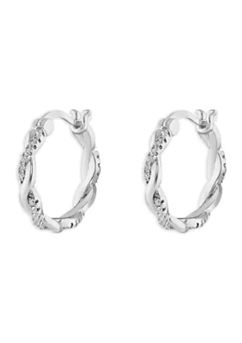 Plated Cubic Zirconia Twisted Hoop Earrings