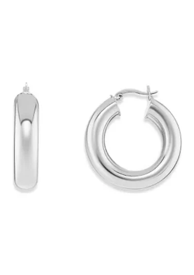 Silver Plated Tube Hoop Earrings