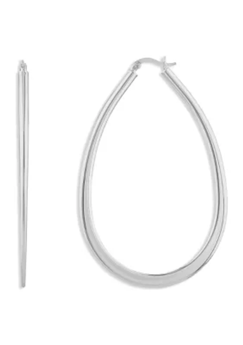 Gold Over Silver Plated 60 Millimeter Teardrop Hoop Earrings