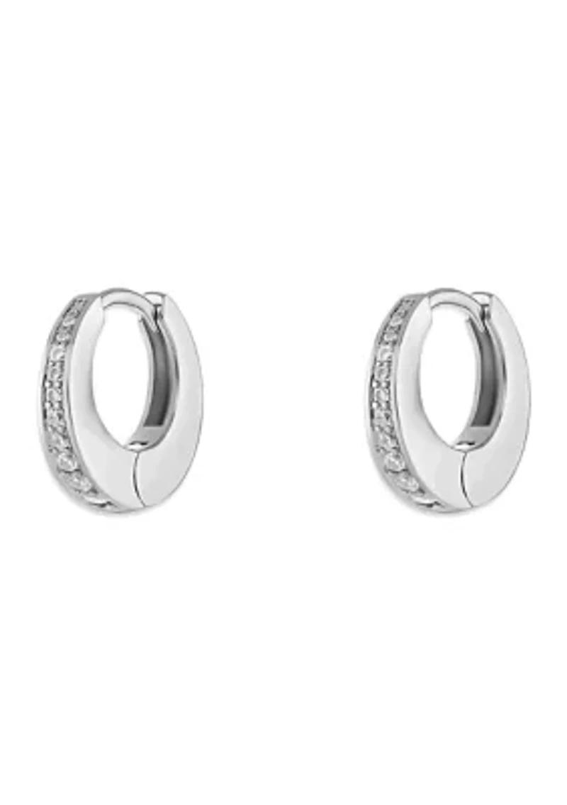 Gold Tone Pavé Bezel Hoop Earrings