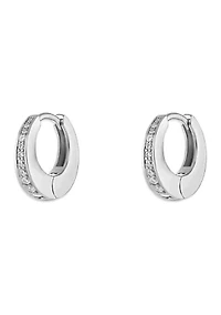 Gold Tone Pavé Bezel Hoop Earrings