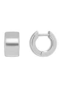 Silver Plated 15 Millimeter Polished Huggie Hoop Earrings