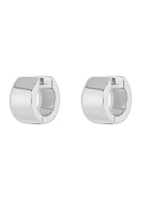 Silver Plated 15 Millimeter Polished Huggie Hoop Earrings