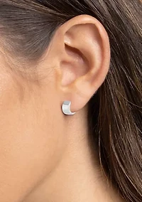 Silver Plated 15 Millimeter Polished Huggie Hoop Earrings