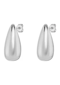 Silver Plated Polished Teardrop Stud Earrings