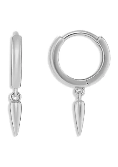 Silver Tone Polished Graduated Huggie Hoop Earrings