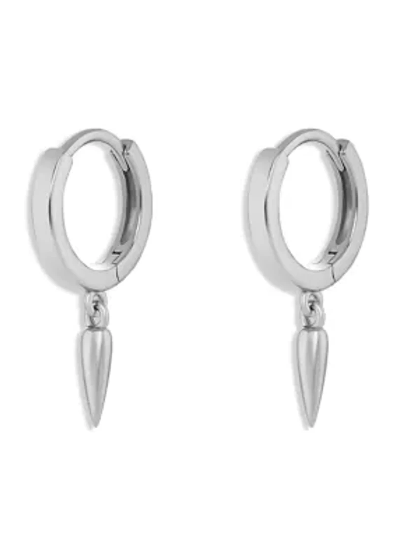 Silver Tone Polished Graduated Huggie Hoop Earrings