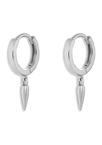 Silver Tone Polished Graduated Huggie Hoop Earrings