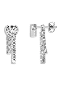 Fine Silver Plated Bezel Heart Earrings