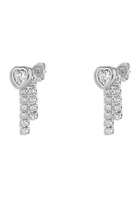 Fine Silver Plated Bezel Heart Earrings