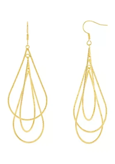 Plated Textured Triple Teardrop Earrings