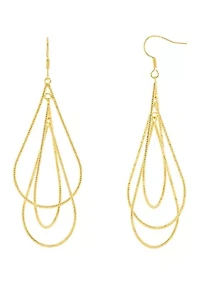 Plated Textured Triple Teardrop Earrings