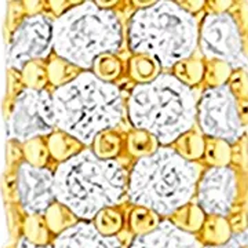 Plated Pavé Cubic Zirconia Rounded C Hoop Earrings