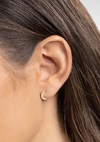 Plated Pavé Cubic Zirconia Rounded C Hoop Earrings