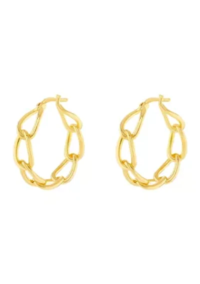 Plated 30 Millimeter Polished Chain Link Hoop Earrings