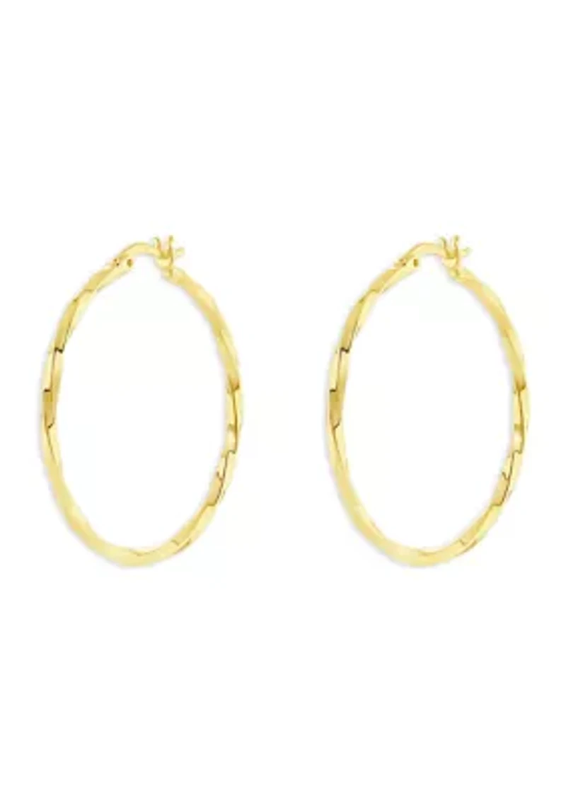 Plated 60 Millimeter Polished Twisted Hoop Earrings