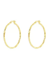 Plated 60 Millimeter Polished Twisted Hoop Earrings