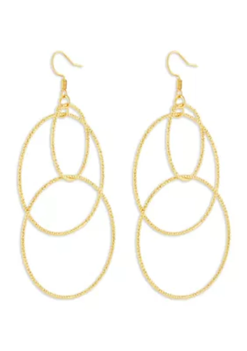 Plated Textured Multi Circle Drop Earrings