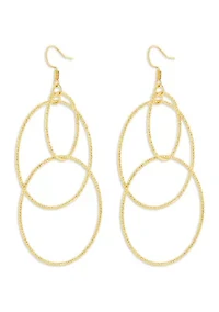 Plated Textured Multi Circle Drop Earrings