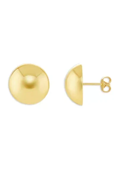 Plated Polished Dome Stud Earrings