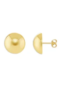 Plated Polished Dome Stud Earrings