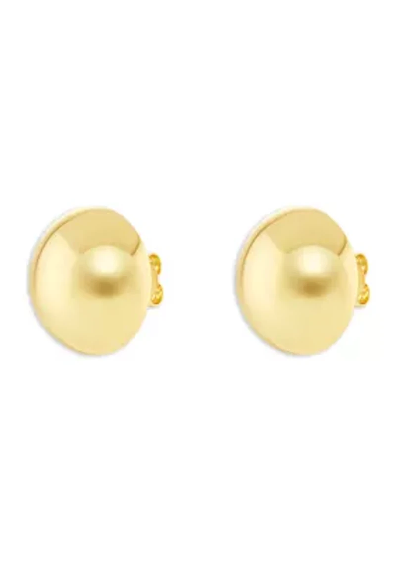 Plated Polished Dome Stud Earrings