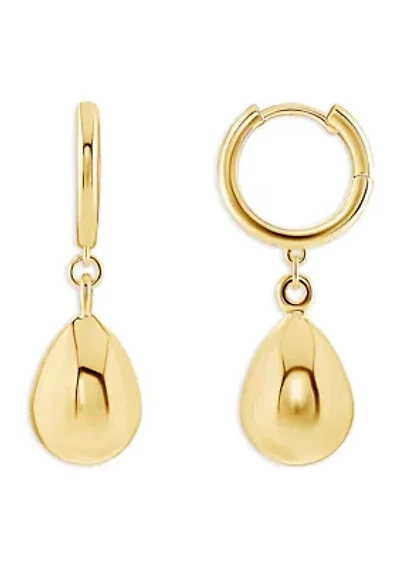Plated Polished Hoop with Teardrop Earrings