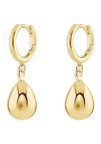 Plated Polished Hoop with Teardrop Earrings