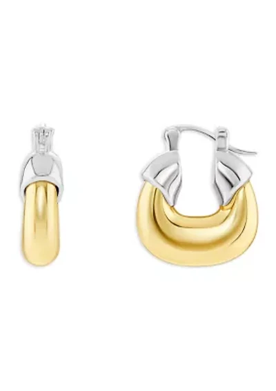 Two Tone Chunky Hoop Earrings