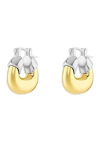 Two Tone Chunky Hoop Earrings