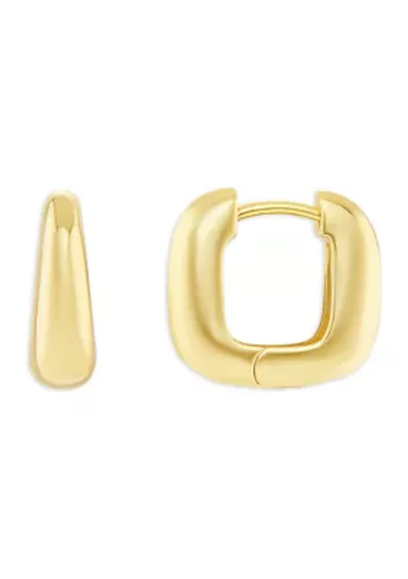 Plated Squared Huggie Click Top Earrings