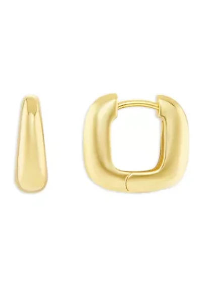Plated Squared Huggie Click Top Earrings