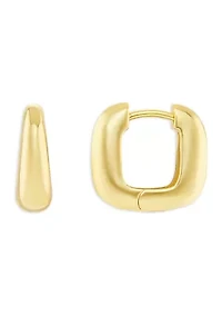Plated Squared Huggie Click Top Earrings