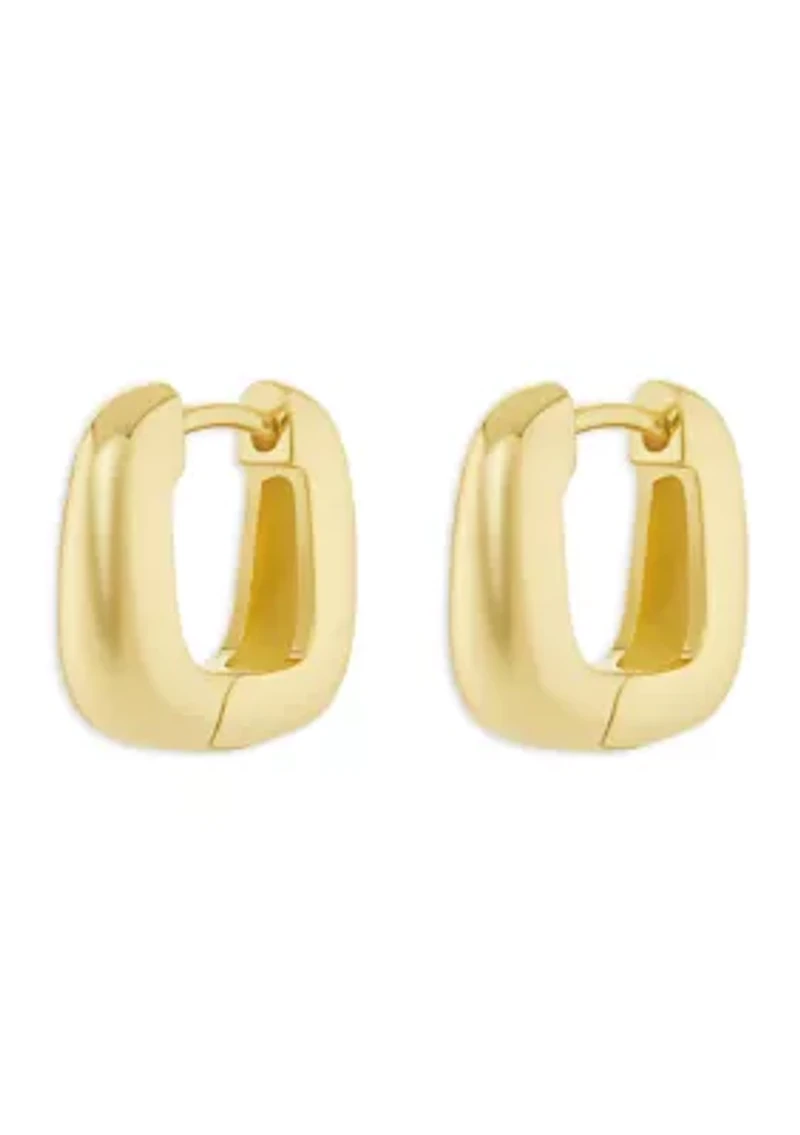 Plated Squared Huggie Click Top Earrings