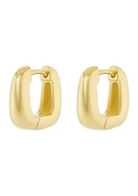 Plated Squared Huggie Click Top Earrings