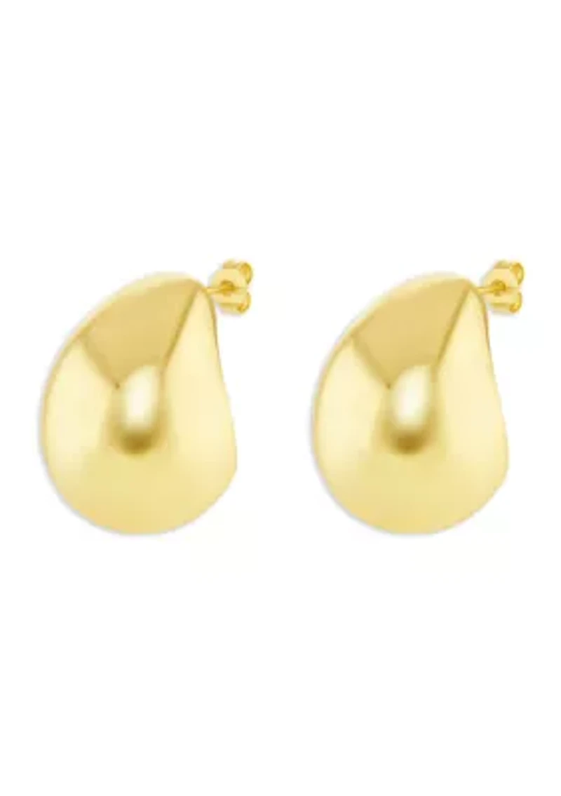 Plated Polished Teardrop Stud Earrings