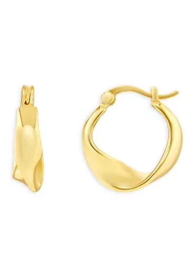 Fine Plated Twisted Click Top Hoop Earrings