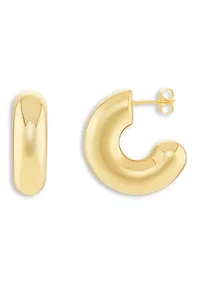 Fine-Plated Polished Chunky C-Hoop Earrings