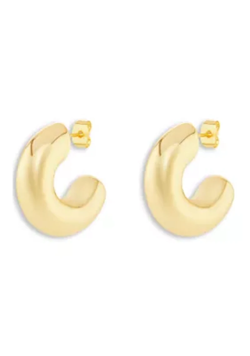 Fine-Plated Polished Chunky C-Hoop Earrings